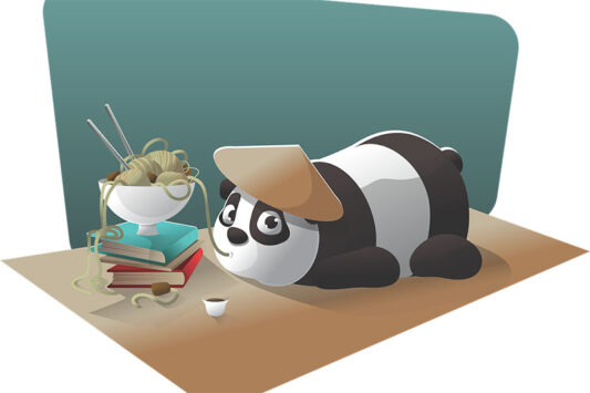 ilustrasi panda boring