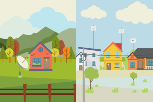 Ilustrasi perbedaan koneksi internet desa dengan kota