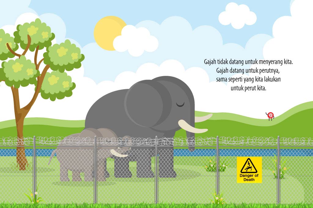 Ilustrasi konflik gajah dengan manusia