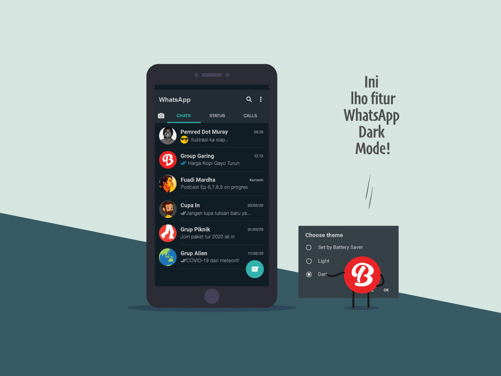 WhatsApp dark mode vector