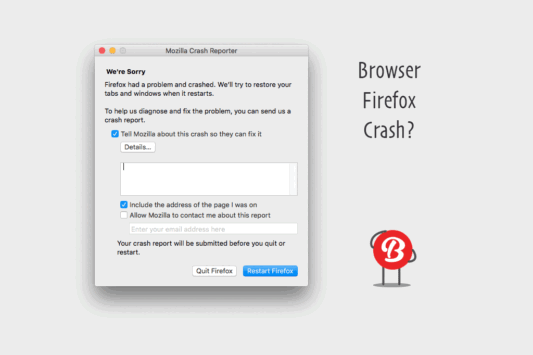 Mozilla Firefox dialog box crash report