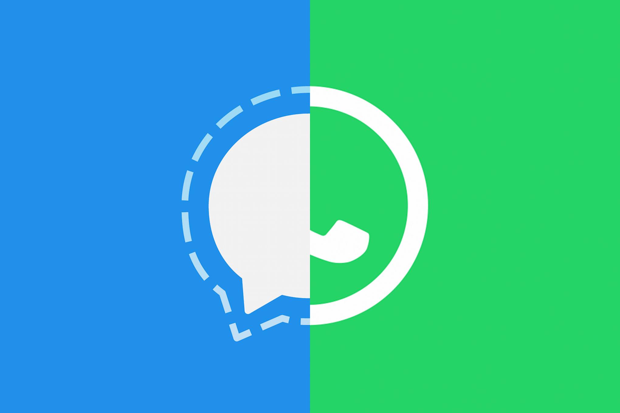 Ilustrasi Signal vs WhatsApp.@wired.co.uk