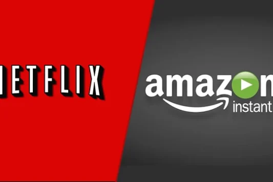 Ilustrasi Netflix vs Amazon/Red Brick