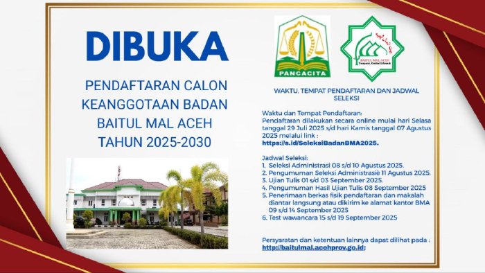 Pendaftaran calon anggota Baitul Mal Aceh